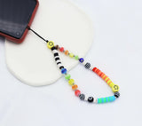 Happy Face Mixed color beads Phone Chain, Key Chain, sku#O110