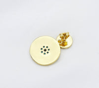 CZ Pearl Gold Round Coin Stud Earrings, Sku#O107