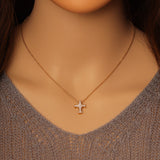 Gold Dainty Cross Charm Adjustable necklace, Sku#B366