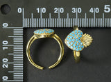 Turquoise CZ Heart Open Ring, Sku#B142