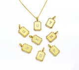 Gold Filled Tile Initial Letter Necklace, Peronalized Necklace, Sku#CL25