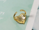 CZ Heart Adjustable Ring, Sku#O88