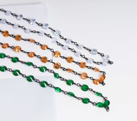 Colorful CZ Crystal Beaded Chain Necklace with Magnetic Clasp, sku#EF154