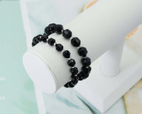 Black Onyx Double Point Stretchy Bracelet, Sku#EF105