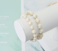 Double Point Ivory Jade Stretchy Bracelet, Sku#EF102