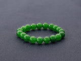 Green Jade Round Smooth Stretchy Braclet, Sku#EF107