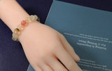 Round Faceted Strawberry and Golden Quartz Beads Stretchy Bracelet, Sku#EF109