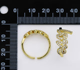 CZ Love Gold Silver Gunmetal Adjustable Ring, Sku#X347