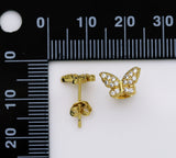 CZ Gold Butterfly Stud Earrings, Sku#Y721