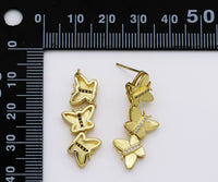 CZ Triple Butterfly Stud Earrings, Sku#LK670