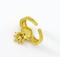 CZ Gold Crown Heart Adjustable Ring, Sku#LK668