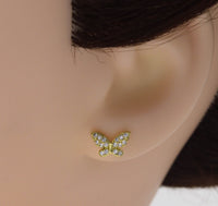 CZ Gold Butterfly Stud Earrings, Sku#Y721