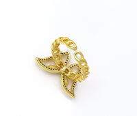 CZ Pave Gold Butterfly Adjustable Ring, Sku#LK667