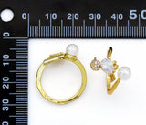 CZ Gold Arrow Heart Pearl Adjustable Ring, Sku#LD308