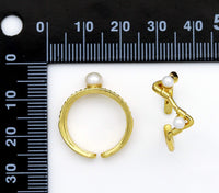 CZ Pave Zig Zag double line Pearl Adjustable Ring, Sku#LD306