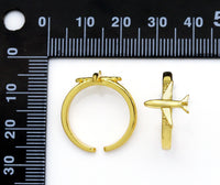 Gold Airplane Adjustable Ring, Sku#LK669