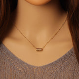 Gold Link Hexagon Tube Charm Adjustable necklace, Sku#EF343