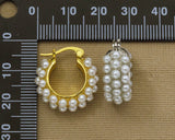 Pearl Triple Line Huggie Earrings, Sku#B153