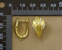 CZ Shell Shape Earring Hook, Sku#B154