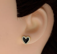 CZ Enamel Heart Stud Earrings, Sku#LK671