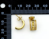 CZ Gold Silver Pave Huggie Stud Earrings, Sku#B214