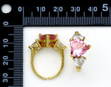 Pink Clear Crystal Heart Ring, Sku#B213