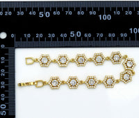 CZ Gold Silver Bezel Setting Hexagon Bracelet, Sku#B215