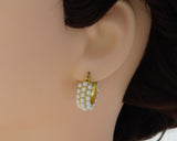 Pearl Triple Line Huggie Earrings, Sku#B153