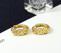 CZ Gold Triple Flowers Huggie Earrings, Sku#Y733