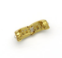 CZ Gold Pearl Huggie Earrings, Sku#Y732