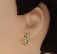 CZ Gold Huggile Earrings, Sku#Y731