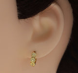 CZ Gold Triple Flowers Huggie Earrings, Sku#Y733