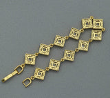CZ Gold Silver Rhombus Diamond Shape Bezel Setting Bracelet, Sku#B218
