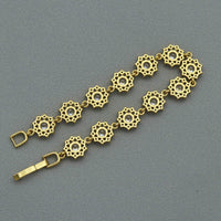 CZ Gold Silver Flower Bezel Setting Bracelet, Sku#B216