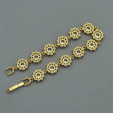 CZ Gold Silver Flower Bezel Setting Bracelet, Sku#B216