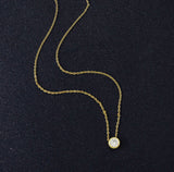 Dainty Bezel CZ chain necklace, sku#Y735