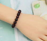 Genuine Garnet Round Smooth Stretchy Bracelet, Sku#EF156