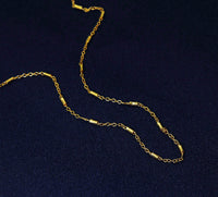 18K Gold Dainty Link Bar Chain Necklace, sku# JL130