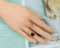 Round Big CZ Adjustable Ring, Sku#LK590