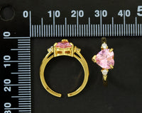 Heart Pink CZ Adjustable Ring, Sku#LK593