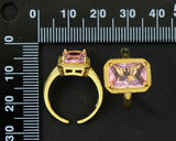 Rectangle Pink CZ Adjustable Ring, Sku#LK592