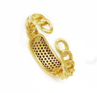 CZ Gold Oval Center Link Ring, Sku#LK737