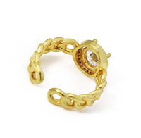 Big Clear CZ Cuban Link Chain Ring, Sku#LK740