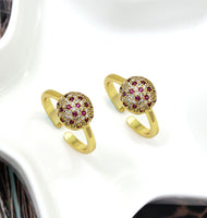 Fuchsia CZ Dome Adjustable Ring, Sku#LK704