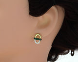 CZ Enamel Oval Shape Latch Back Earring, Sku#J331