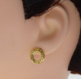 Filigree Gold Donut Stud Everyday Earrings, Sku#LK741