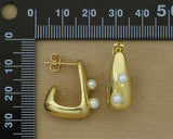 Pearl Thick Hoop Earring, Sku#J333