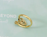 CZ Evil Eye Adjustable Ring, Sku#LK594