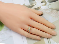 CZ Gold North Star Cross Ring, Sku#JL136