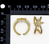 CZ Gold North Star Cross Ring, Sku#JL136